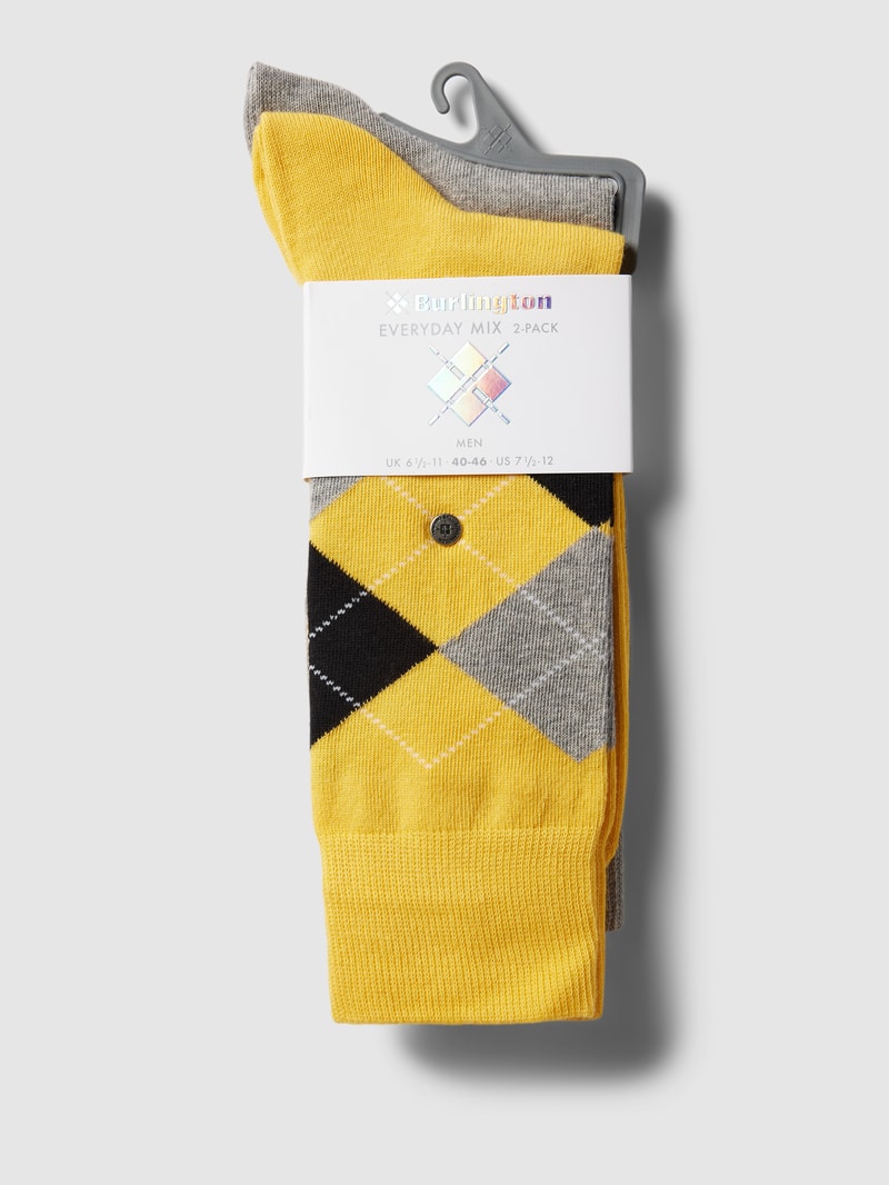 Socken mit Label-Applikation im 2er-Pack in dunkelgelb meliert