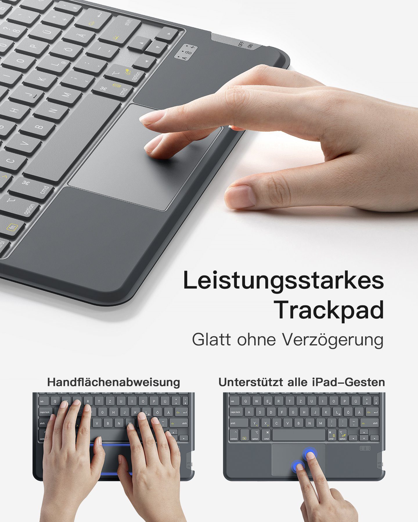 Inateck Bluetooth Tastaturhülle Kompatibel mit iPad Air 5/4, iPad Pro 11 iPad-Tastatur