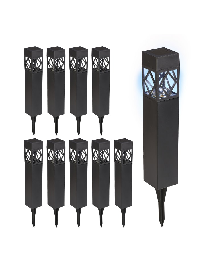 relaxdays 10 x Solarlampe in Schwarz günstig kaufen onesize