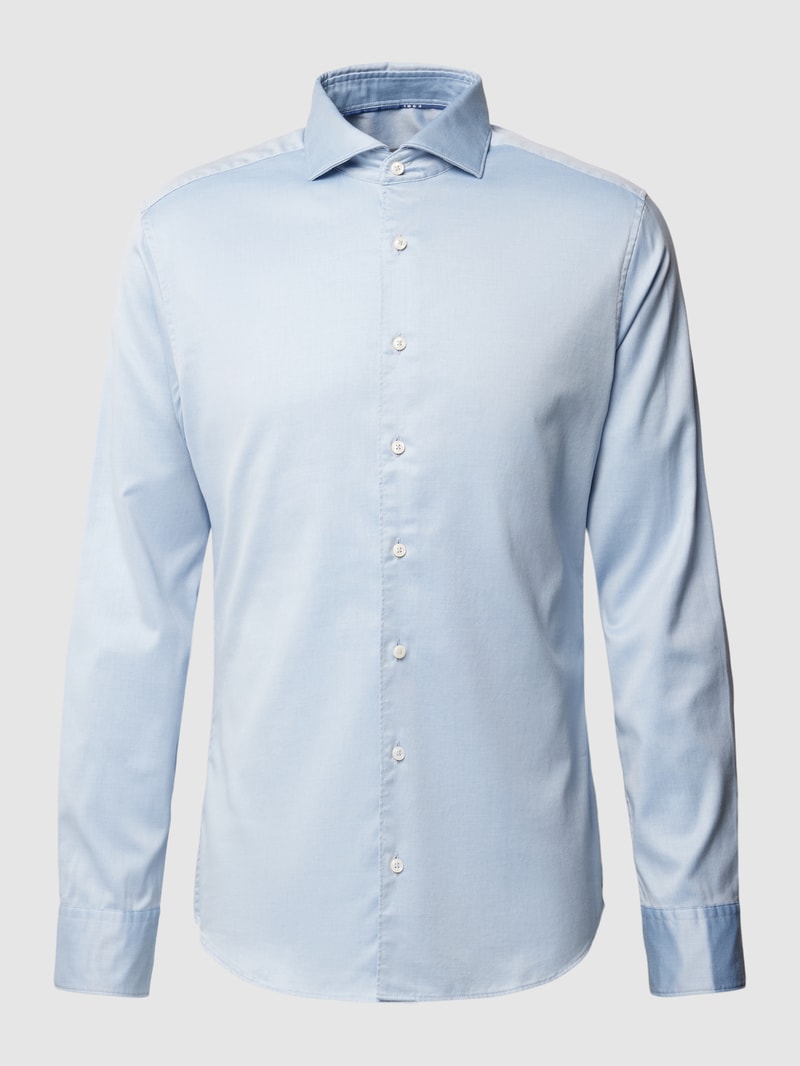 Slim Fit Premium Shirt mit Haifischkragen in bleu