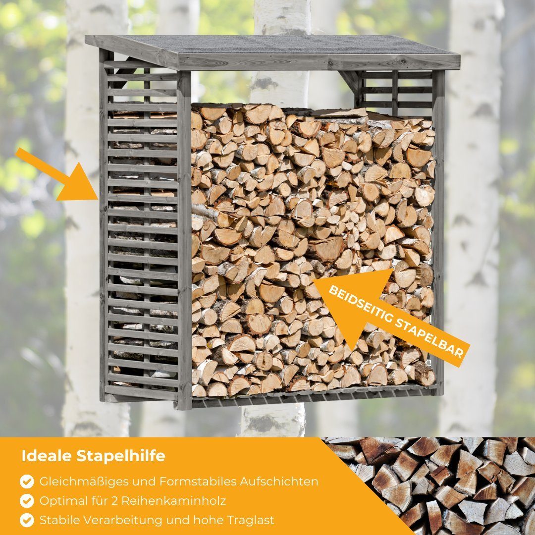 Mega-Holz Kaminholzregal Kaminholzregal FLAMMO L, BxTxH:208x75x200 cm, Witterungsbeständig und langlebig