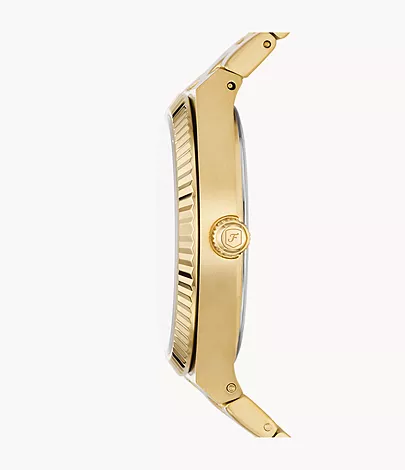 Fossil Uhr Scarlette 3-Zeiger-Werk Datum Edelstahl goldfarben