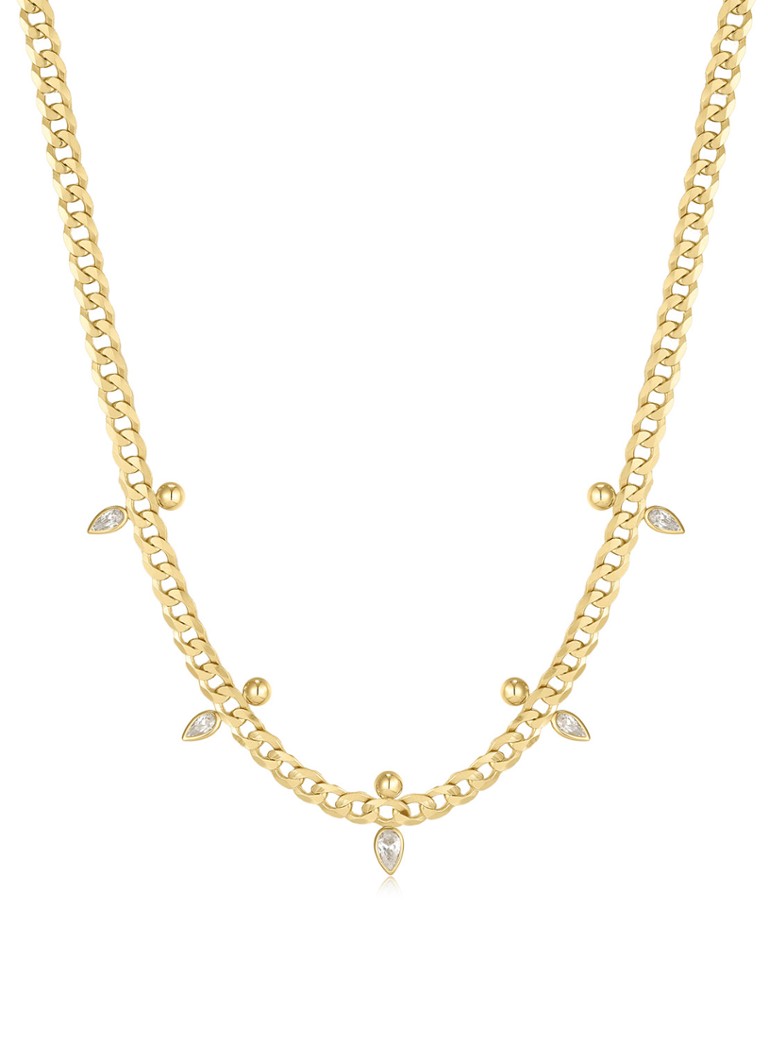 Ania Haie Curb Christal Sparkle Point necklace M gold plated