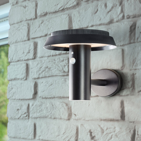 LED-Solar-Wandleuchte Alvero mit Bewegungsmelder