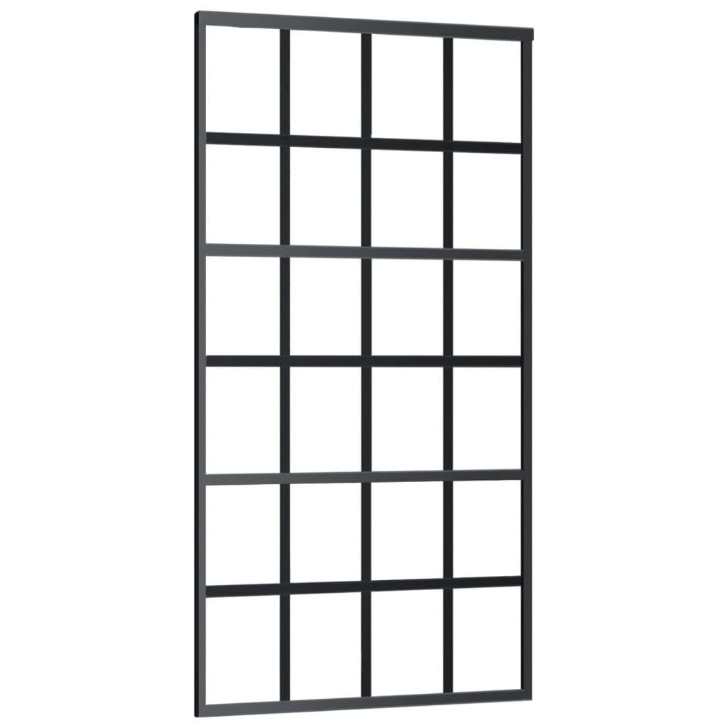 vidaXL Schiebetür Schiebetür ESG-Glas und Aluminium 102x205 cm Schwarz (1-St)