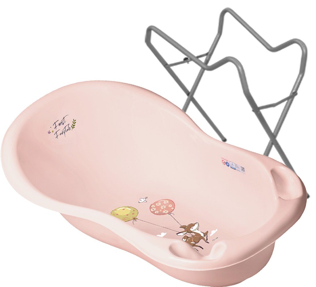 Tega-Baby Babybadewanne 1A Set FOREST + Ständer Grau - Babybadeset Wanne Pflege Baden, (Made in Europe Spar Set), ** Babybadewanne + Ständer **