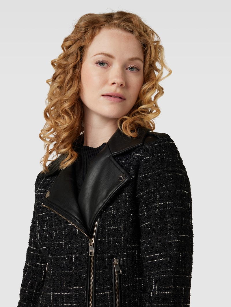 Blazer aus Baumwolle in Bouclé-Optik in schwarz