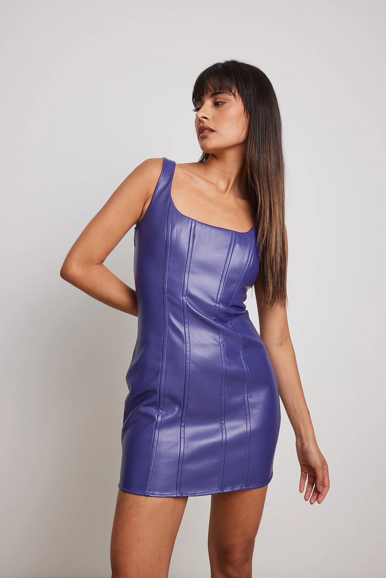 Mini-Kleid mit PU-Detail
