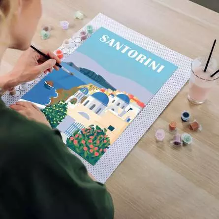 CreArt Leinwand Farbenfrohes Santorini - Malen nach Zahlen für Erwachsene