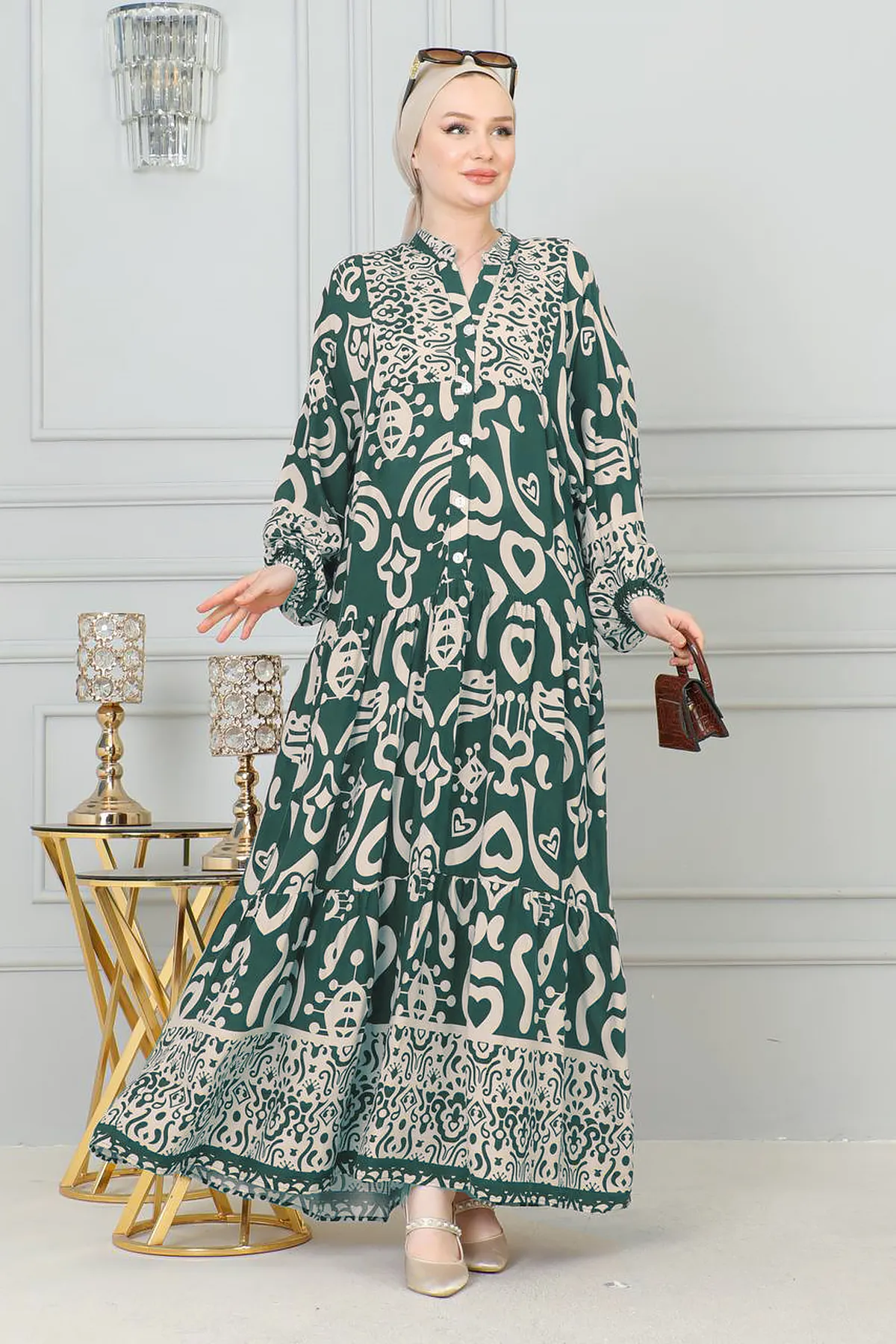MODAQU  Kleid - Grün - A-Linie