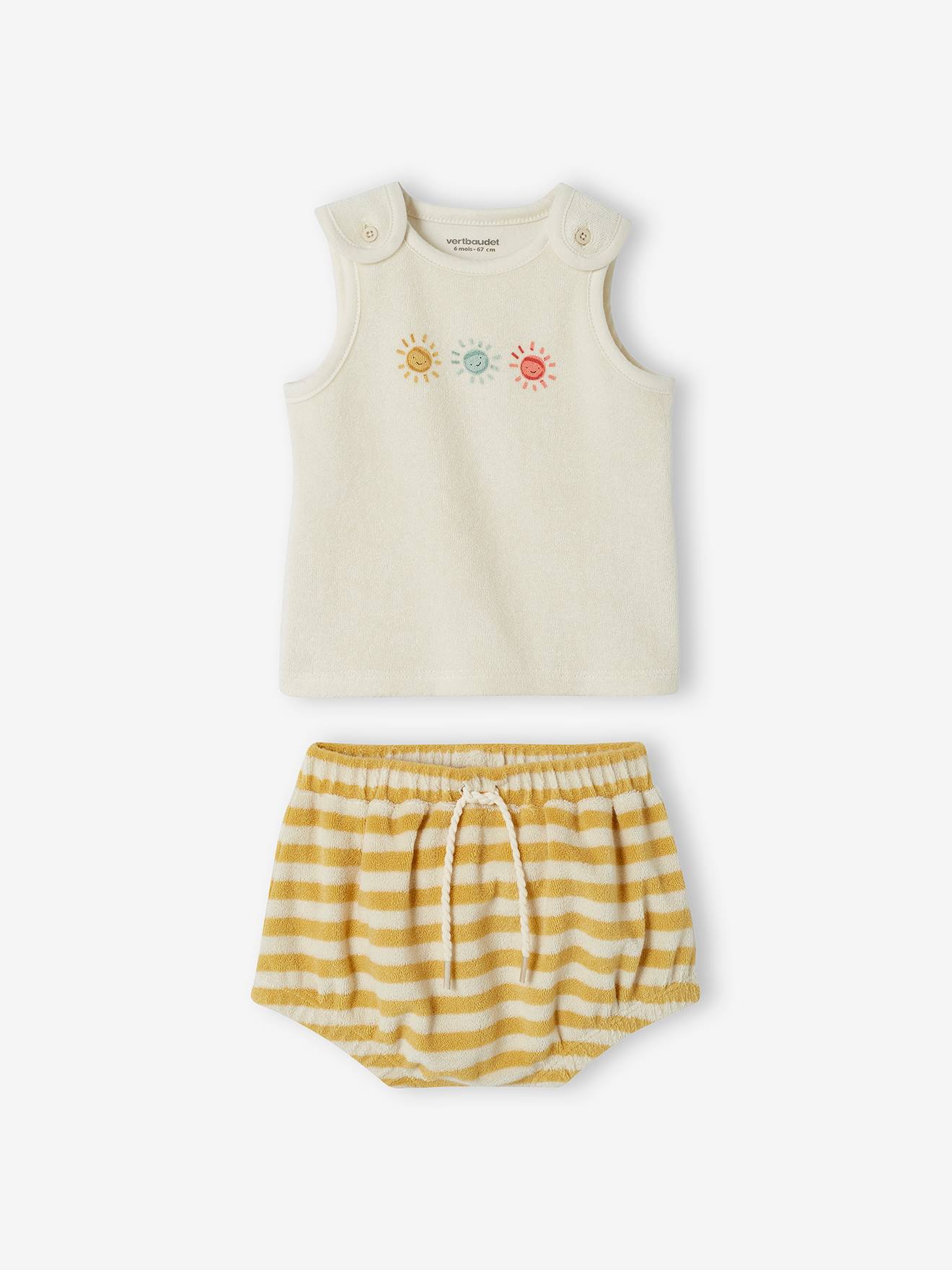 Vertbaudet Baby-Set: Top & Shorts - gelb