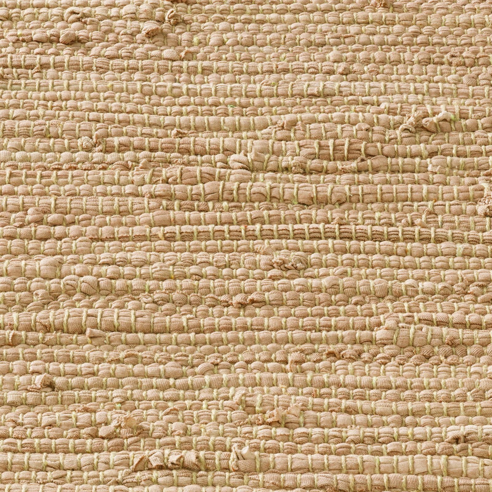 Teppich Flickenteppich TaraCarpet Sylt mit Fransen, TaraCarpet, rechteckig, Höhe: 5 mm, Wohnzimmer Schlafzimmer Küchenteppich nachhaltig beige 060x090