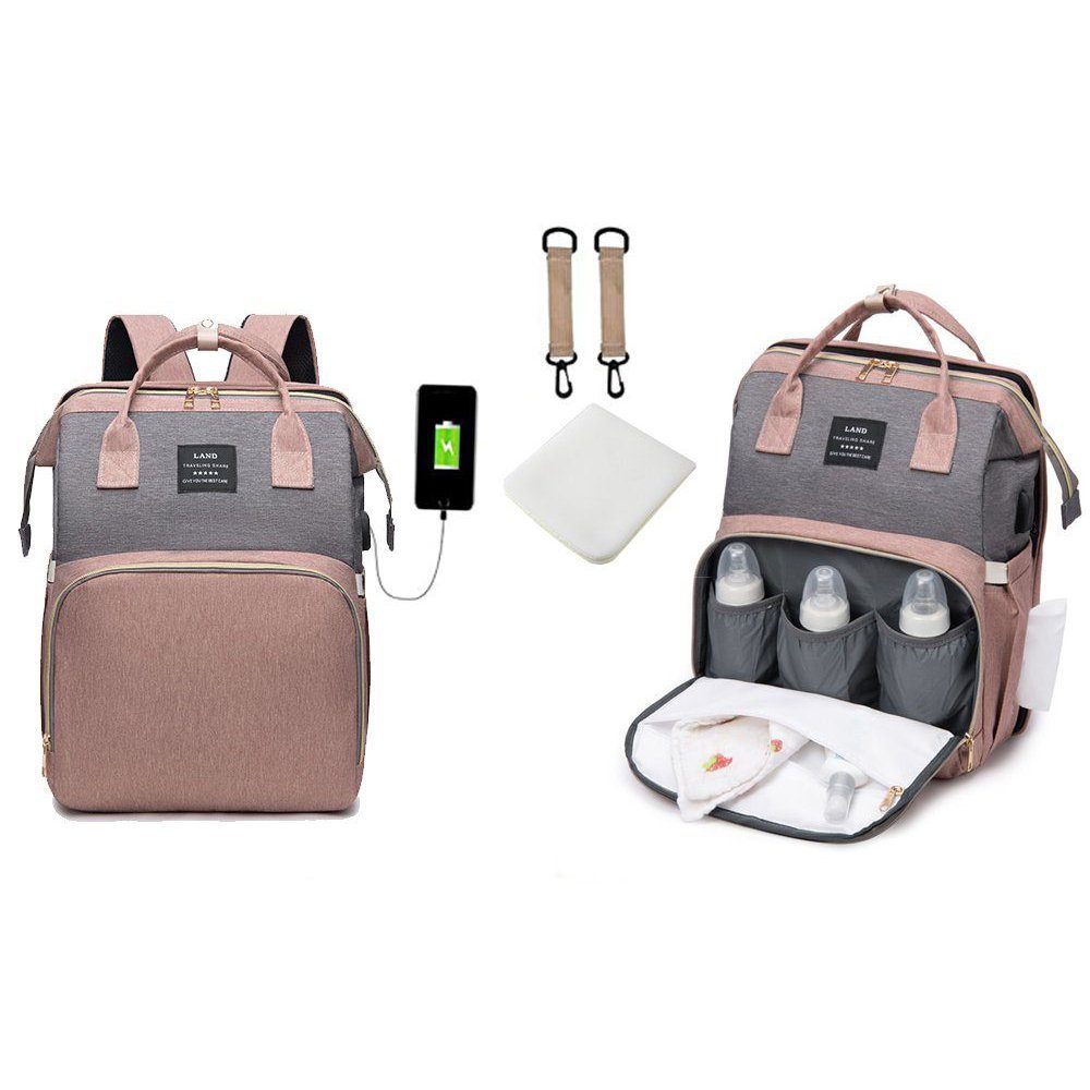 NUODWELL Wickeltasche Baby Wickeltasche Rucksack,mit Moskitonetz und USB-Ladeanschluss