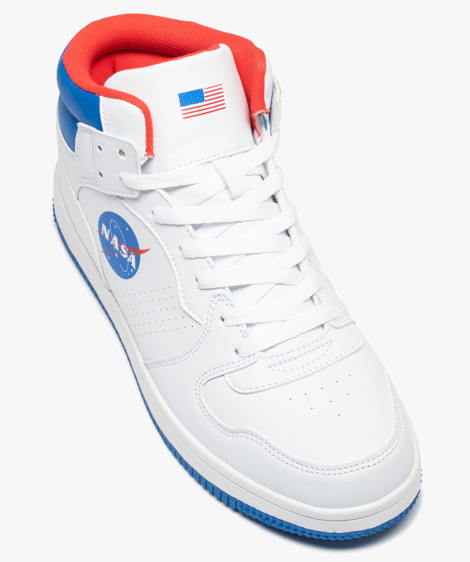 Baskets homme mid-cut bicolores à lacets – Nasa blanc | GEMO