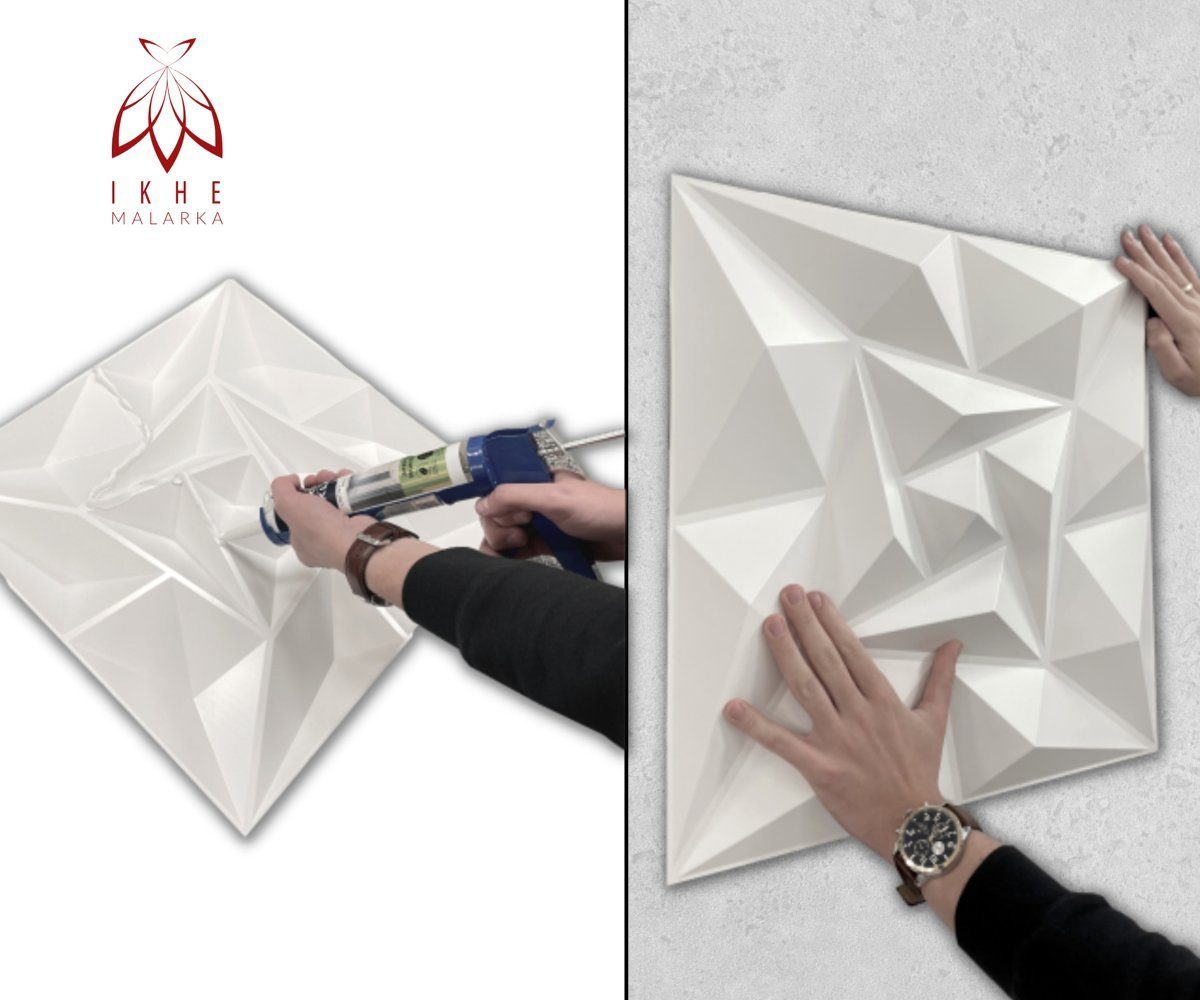 IKHEMalarka 3D Wandpaneel 3D Paneele PVC Kunststoffpaneele, BxL: 50,00x50,00 cm, 0,25 qm, (1 Stück, 3D Wandpaneele Deckenpaneele) hochwertige & harte PVC 3D Platten Wand & Decke