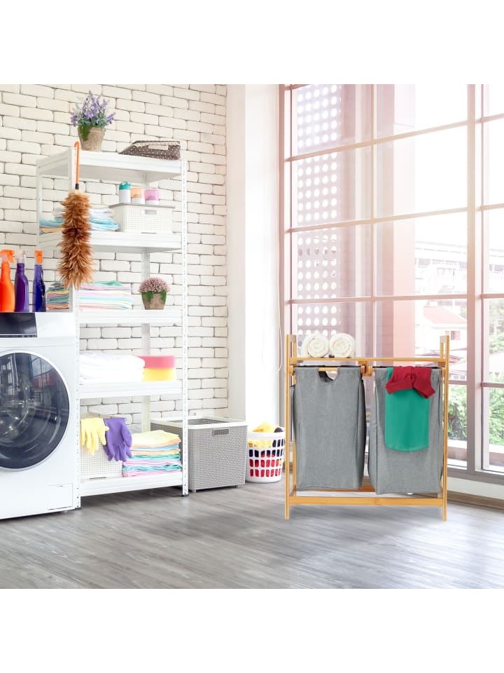 relaxdays Wäschekorb 2 Fächer mit Ablage günstig kaufen onesize