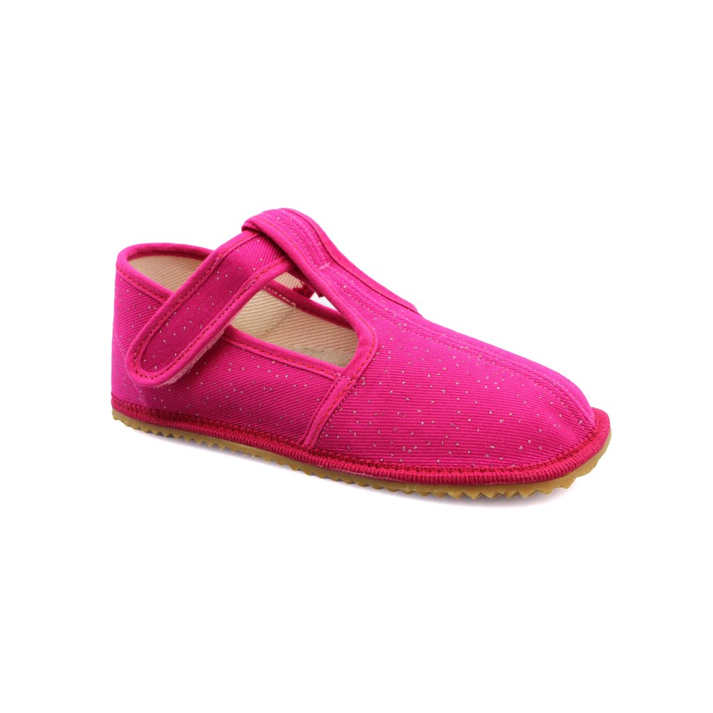 Beda rosa mit Glitzer schmalere Canvas Hausschuhe (BF-060010/W/02)