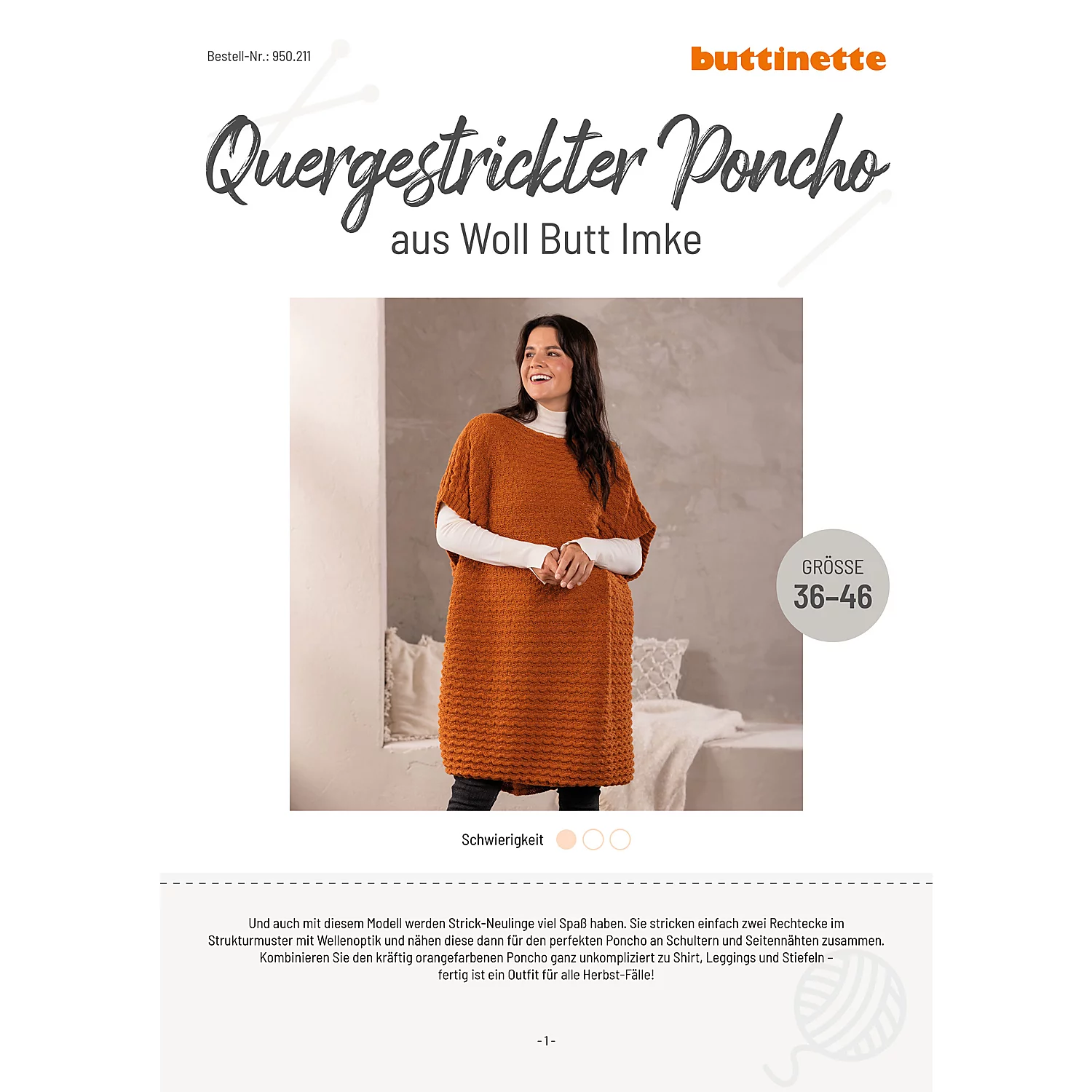 Strickanleitung – Quergestrickter Poncho aus Woll Butt Imke
