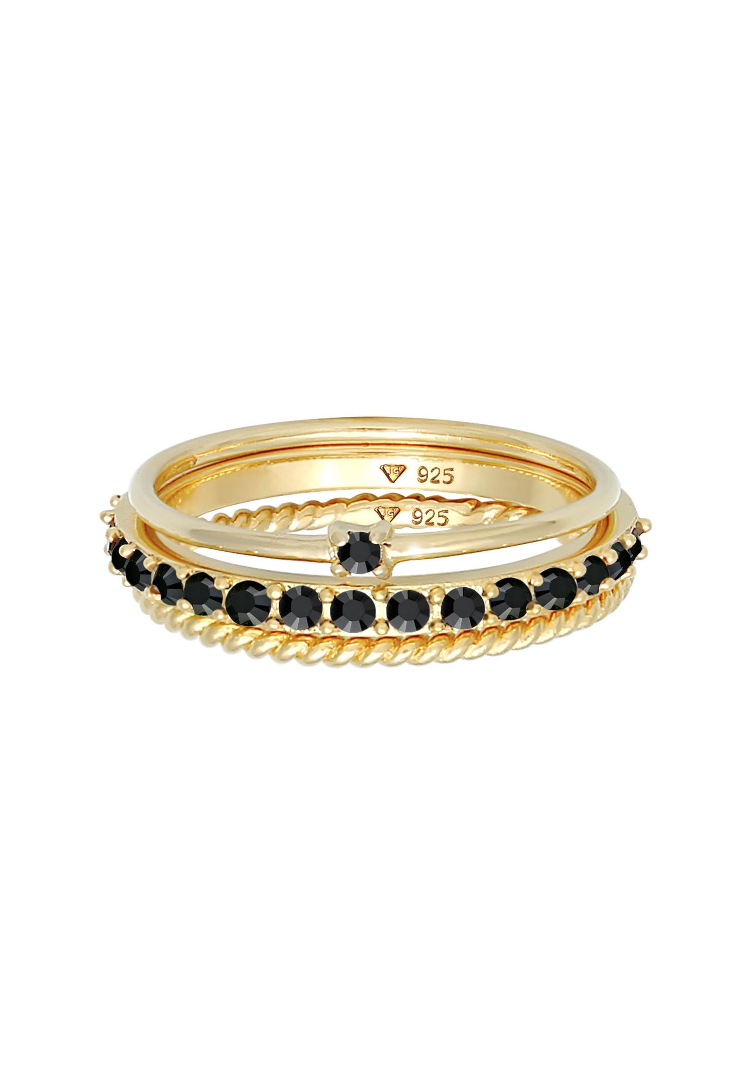 Elli ženski set naušnica s elegantnim uvijenim solitarom, modernim, s crnim kristalima, od 925 sterling srebra