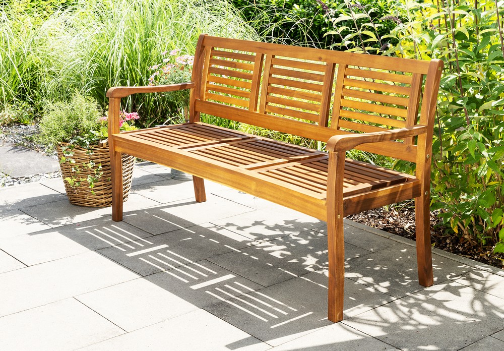 HC Garten & Freizeit 3-Sitzer Gartenbank Akazienholz 153 x 90 x 57 cm