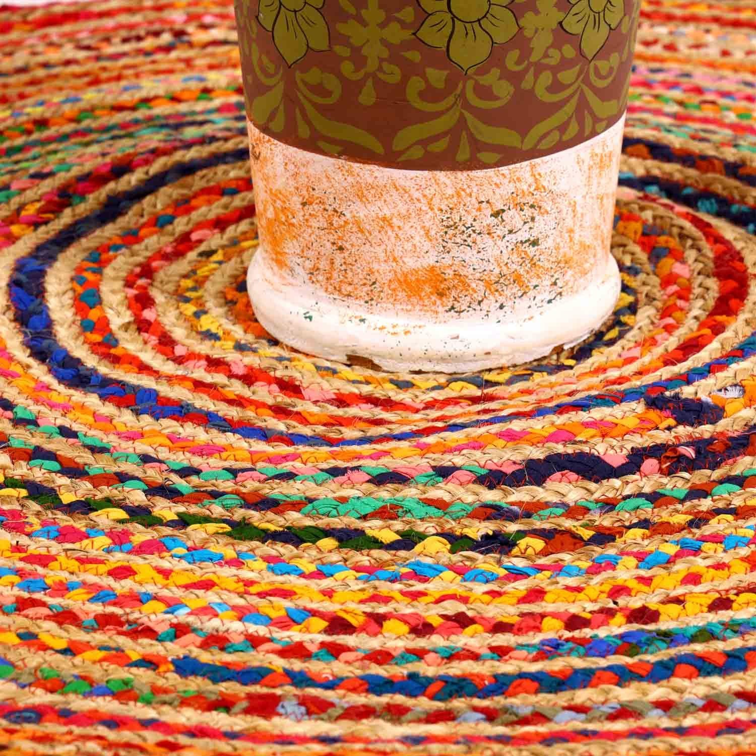 Orientteppich Casa Moro Jute Teppich Tamani bunt rund, Teppich-Läufer Boho-Style, Casa Moro, rund, 100% Naturfaser Jute & Baumwolle handgeflochten, Weihnachten
