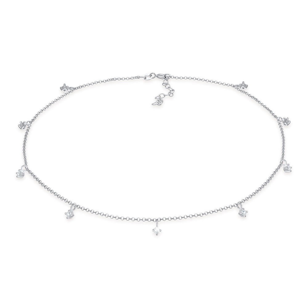 Elli Elli Collier Femmes Choker Solitaire Etincelant avec Cristaux de Zirconium en Arg collier