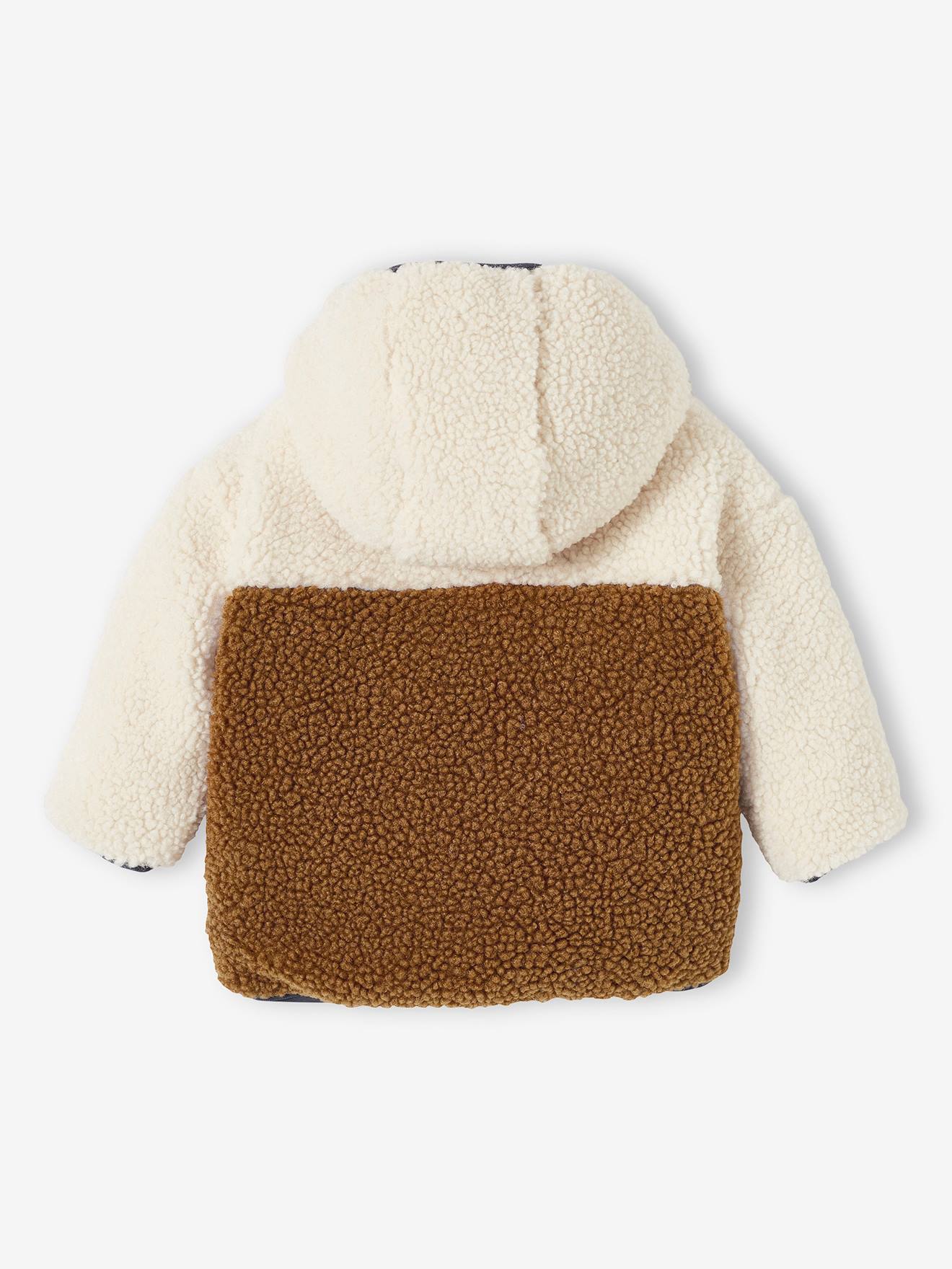 Vertbaudet Warme Baby Wendejacke mit Recycling-Polyester - wollweiß
