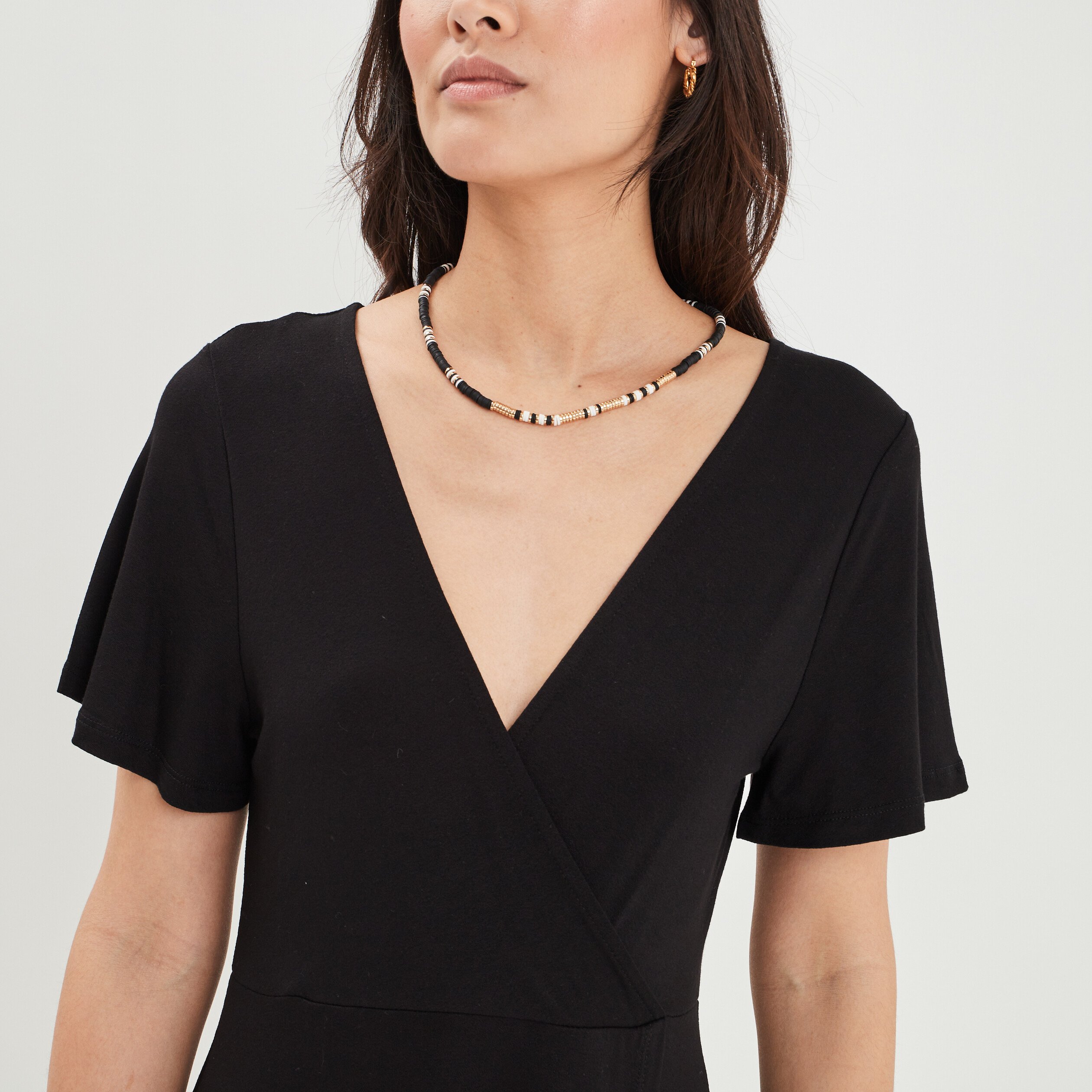 Robe patineuse manches courtes noir femme | La Halle
