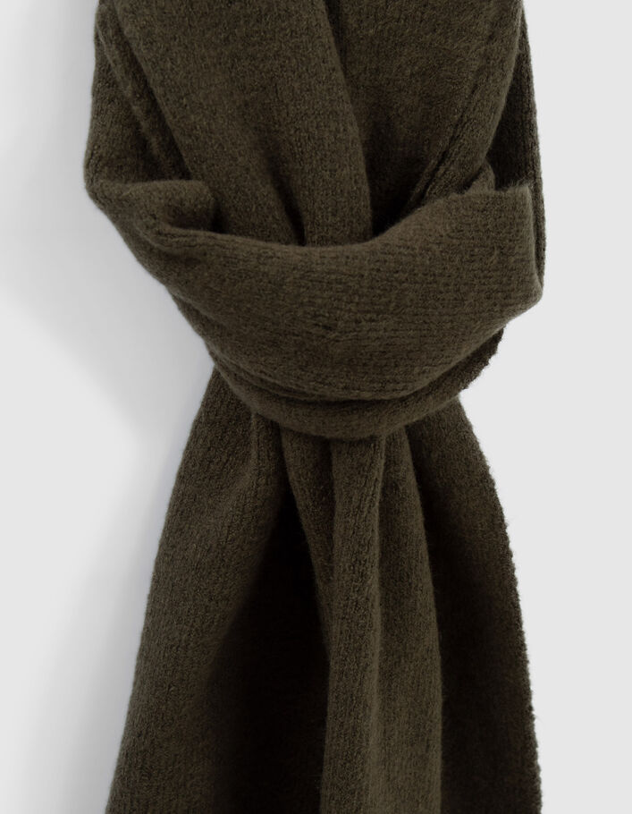 Set bonnet et écharpe kaki tricot Femme