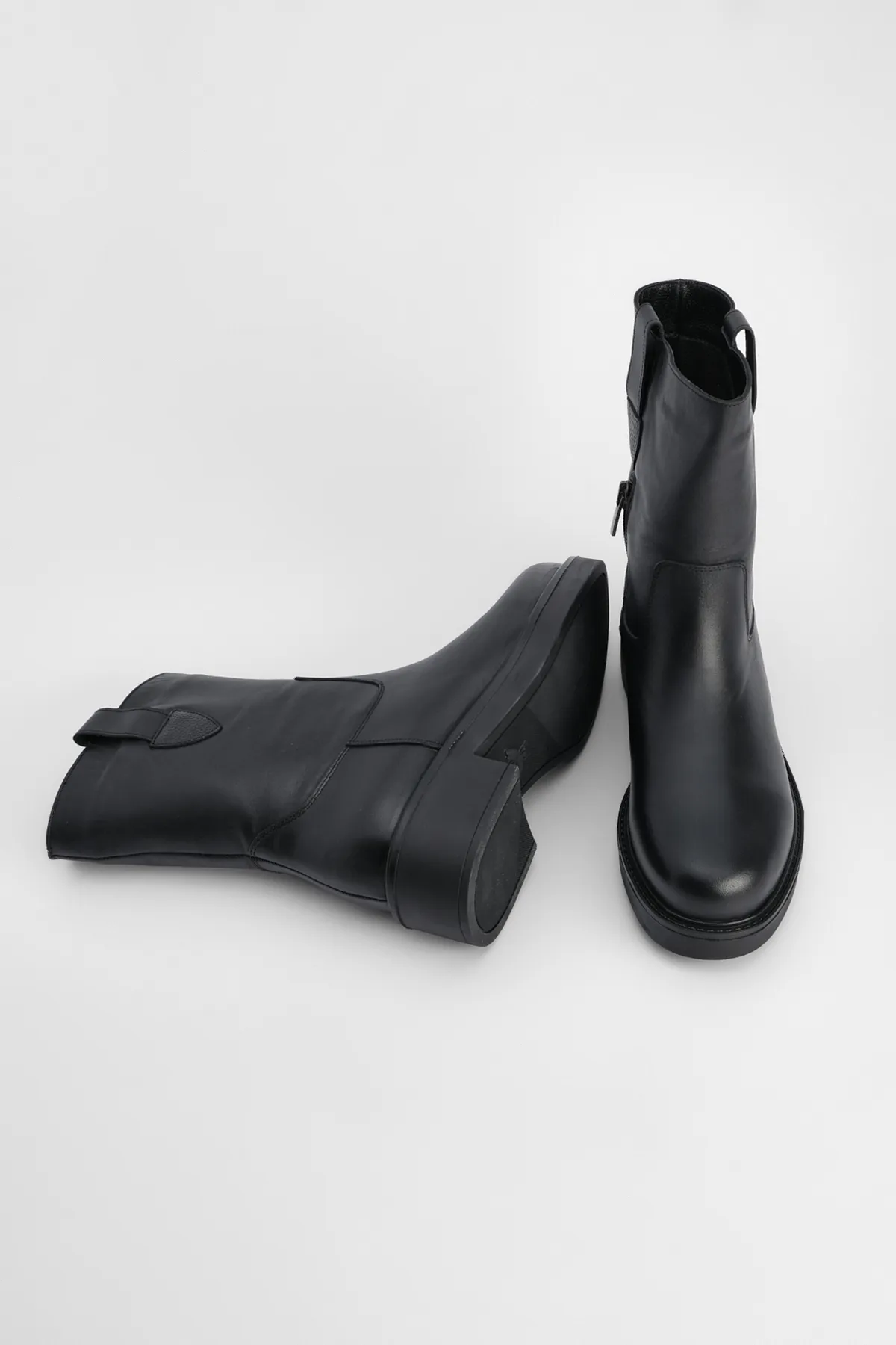 Marjin  Damen-Tagesstiefel aus echtem Leder Gater Schwarz
