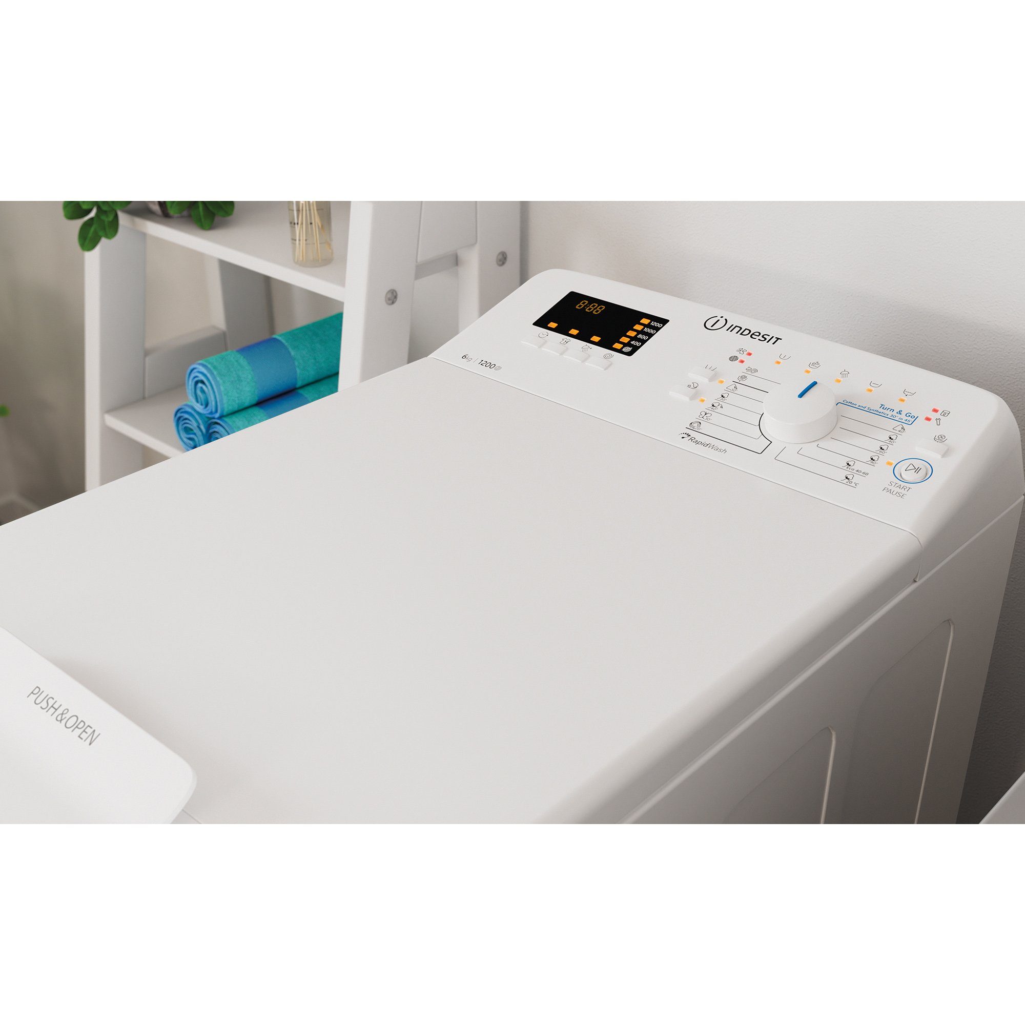 Indesit Waschmaschine Toplader BTW D61253 N (EU), 6 kg, 1200 U/min, Energy Saver: Die Kaltwäsche-Option spart Energie