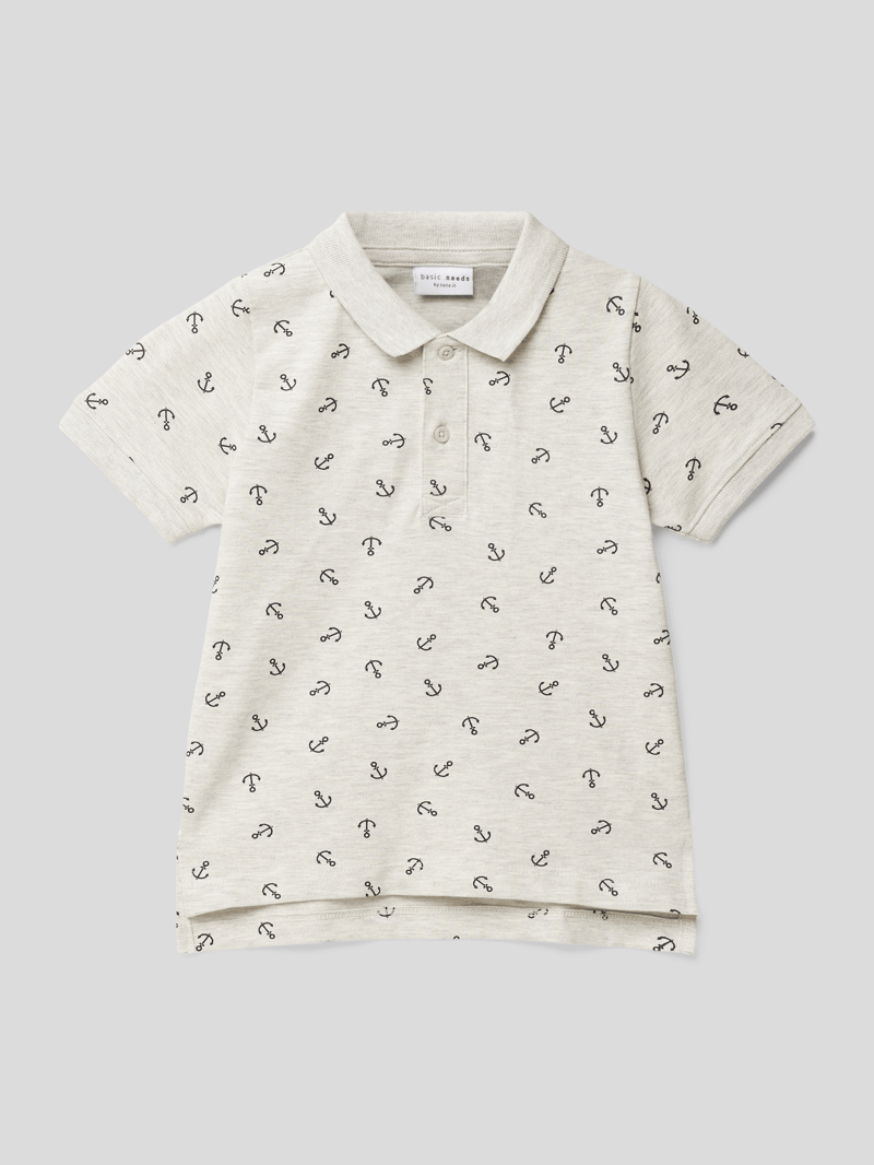 Poloshirt mit Allover-Muster Modell 'VOLO' in hellgrau