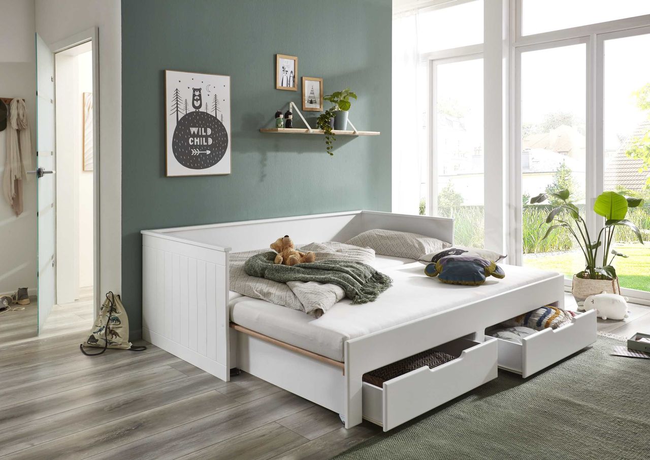 Relita Funktionsbett Clara 90x 200 auf 180 x 200 cm Liegefläche ausziehbar u. 2 Schubladen