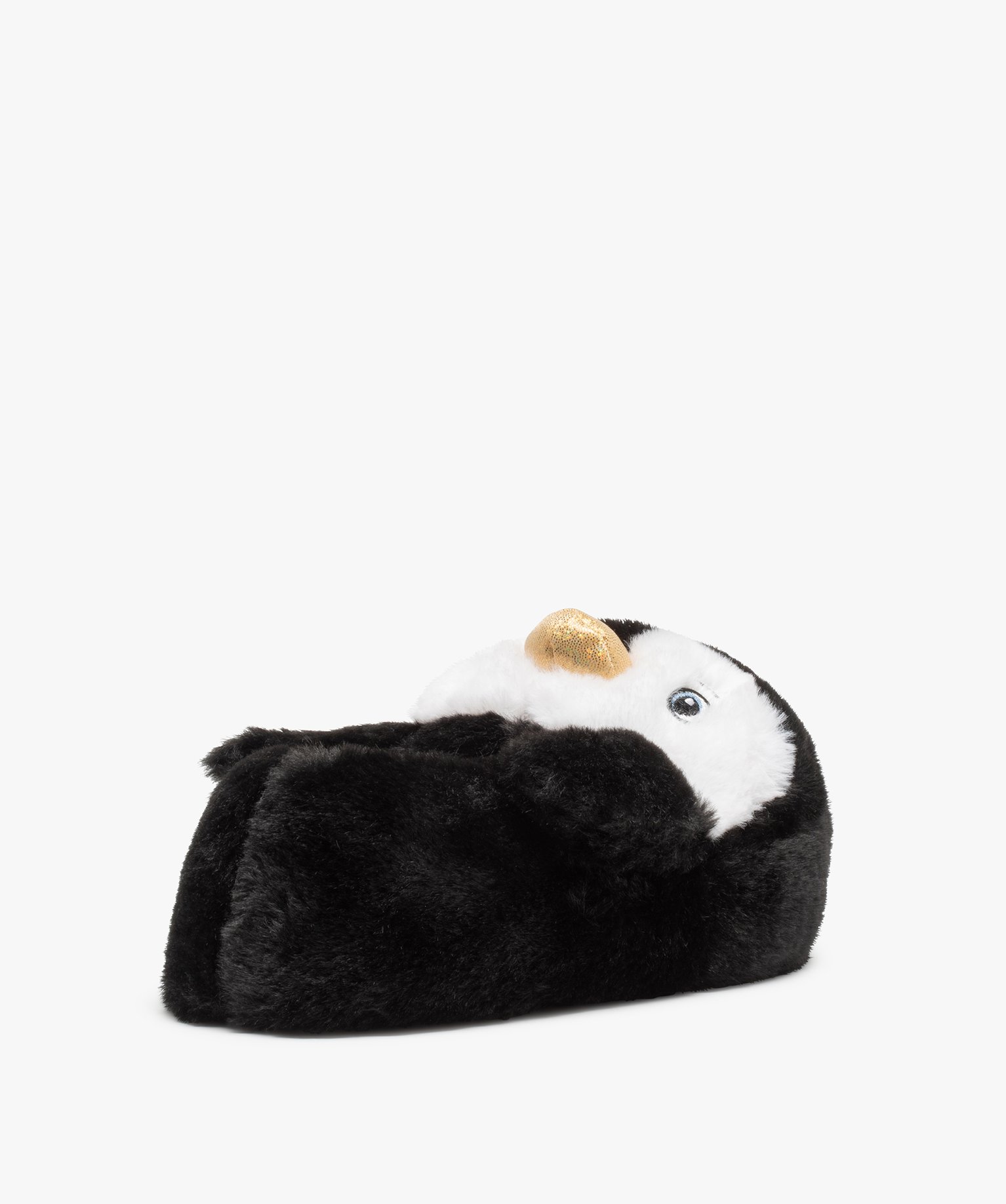 Chaussons fille 3D pingouin avec bec doré noir | GEMO