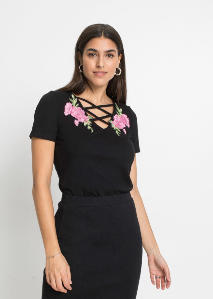 Shirt mit Rosenstickerei