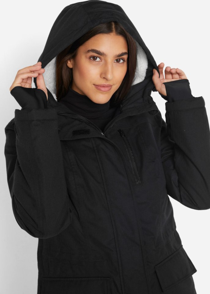 Funktions-Parka mit Teddyfleece und Kapuze