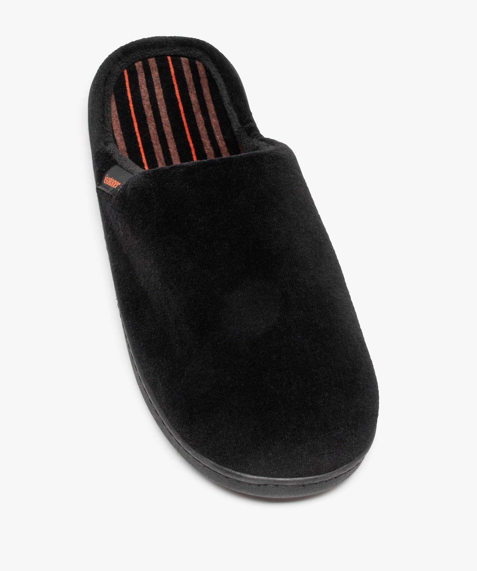 Chaussons homme mules en velours unies - Isotoner noir | GEMO