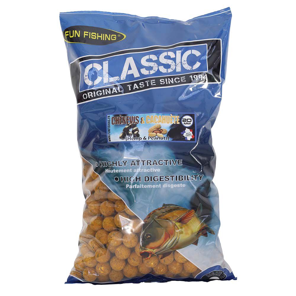 Bouillettes carpe fun fishing classic Chenevis Cacahuete 20mm 4kg