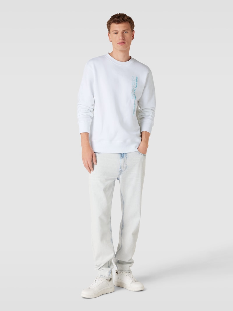 Sweatshirt mit Label-Print in weiss