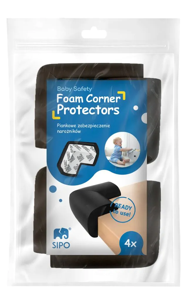 Προστατευτικά γωνιών Sipo Foam για άκρες επίπλων, μαύρα