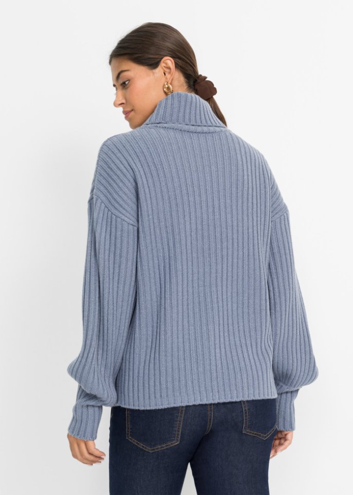 Ripppullover mit Ballonärmel