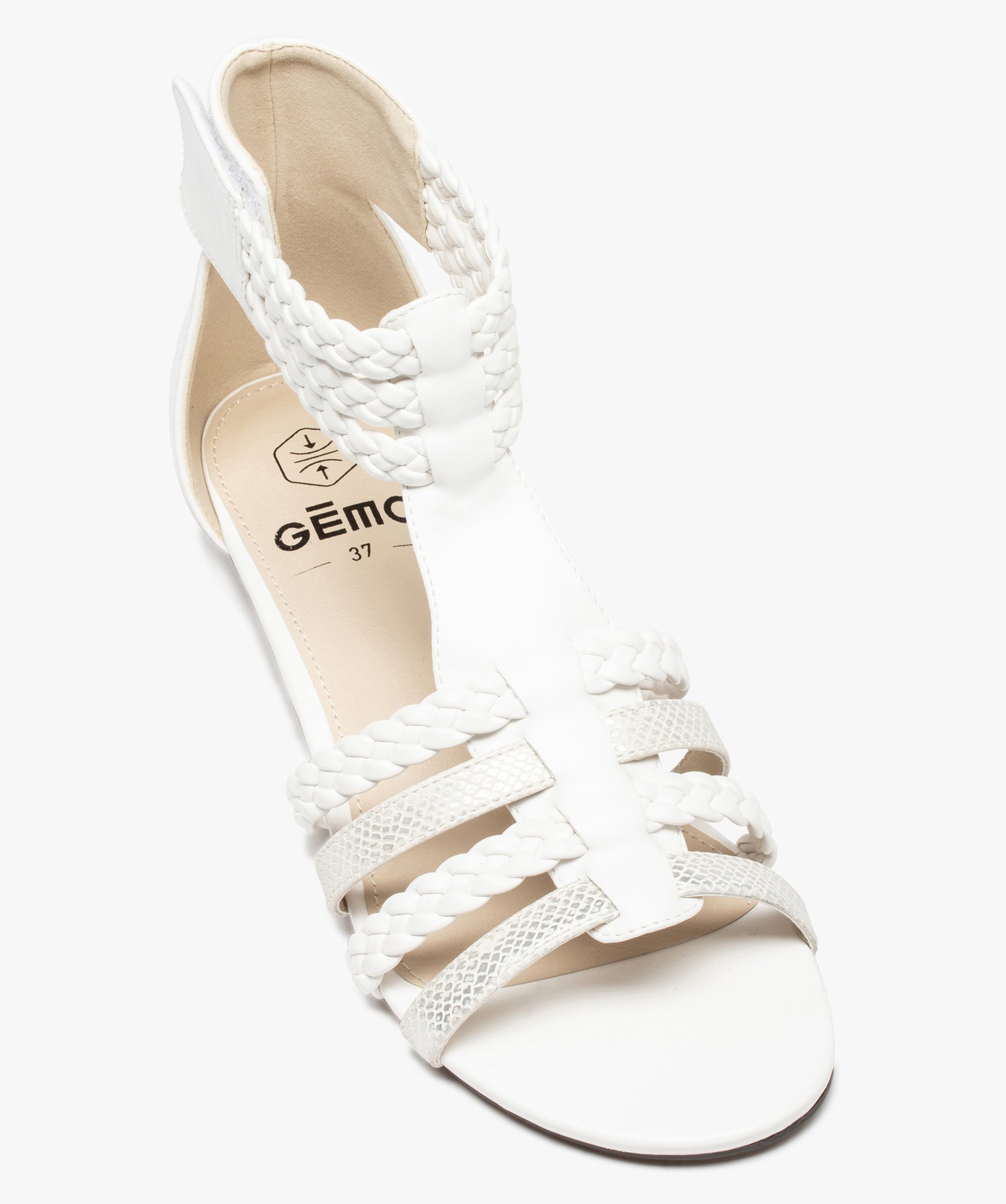 Sandales femme avec brides tressées autour de la cheville blanc | GEMO