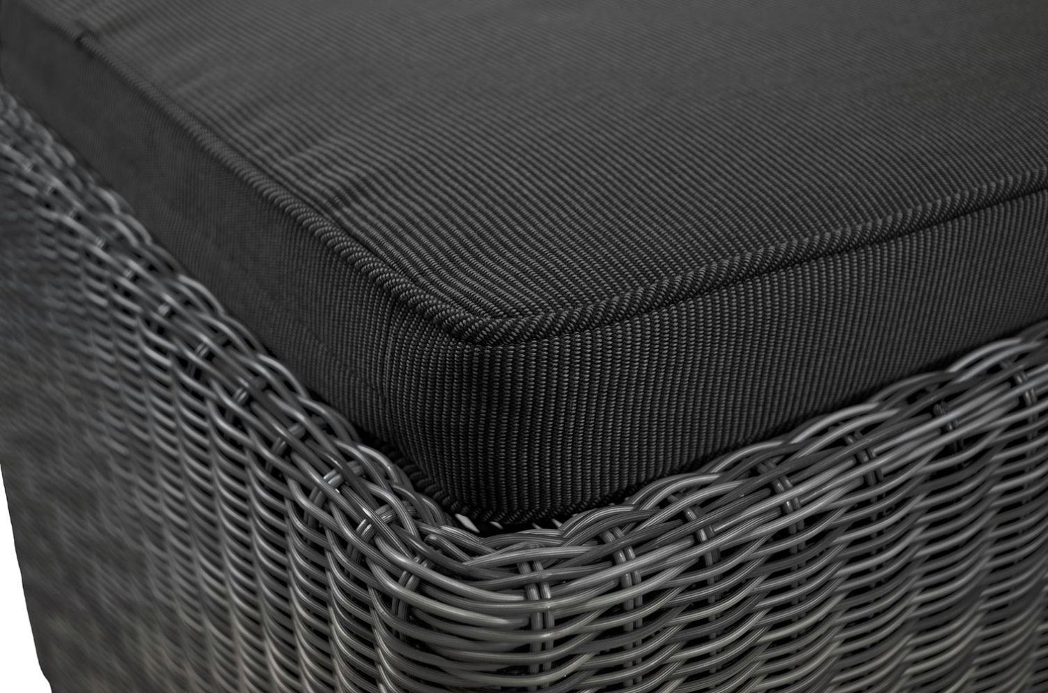 Kai Wiechmann Fußhocker Polyrattan Geflechthocker, wetterfester Fußhocker Rattanoptik, moderner Polyrattan Gartenhocker in Schwarz