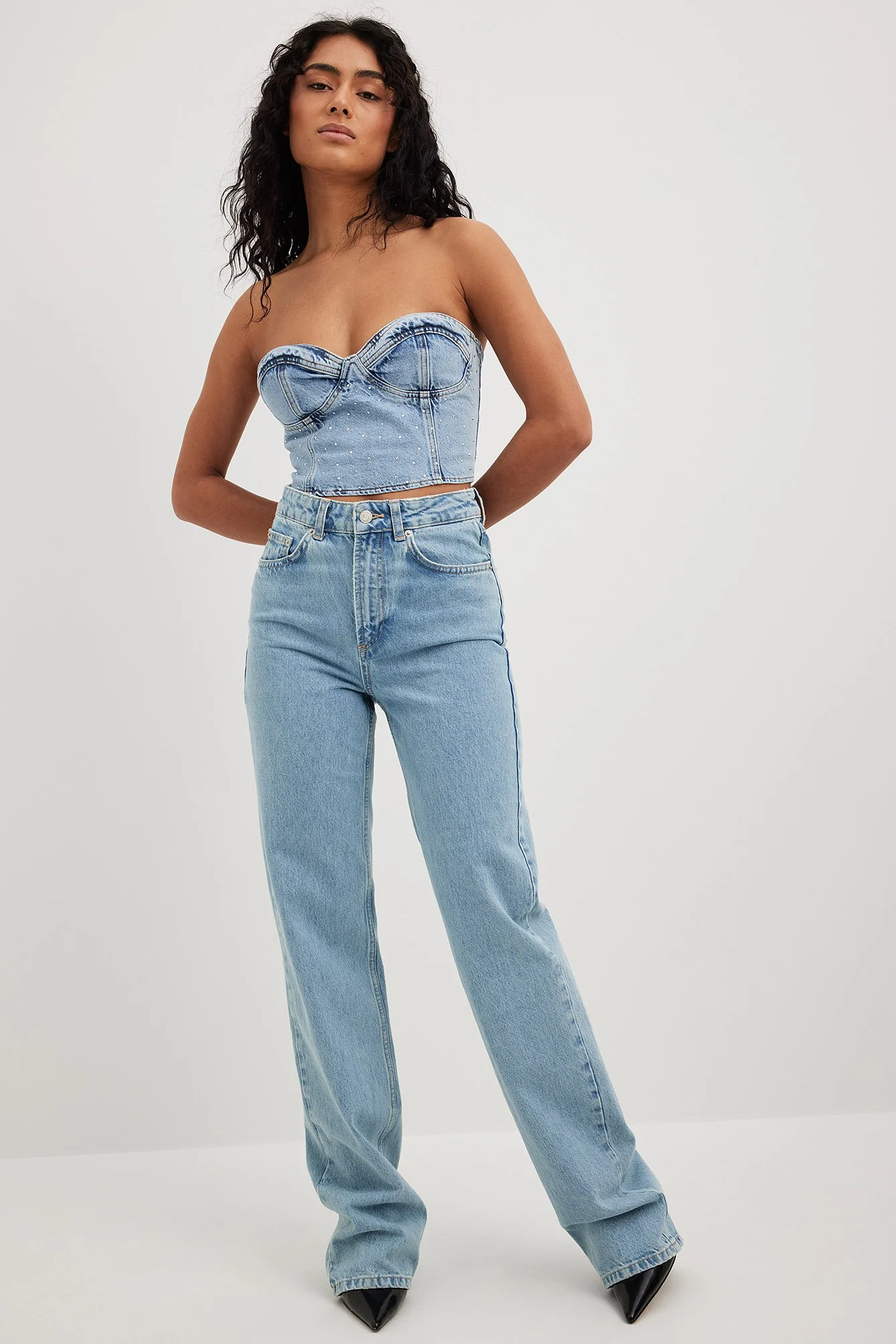 Verziertes Denim-Korsett