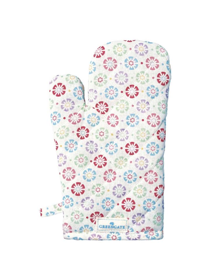 Greengate Ofenhandschuh RIKE Weiß mit Blumen Muster günstig kaufen onesize