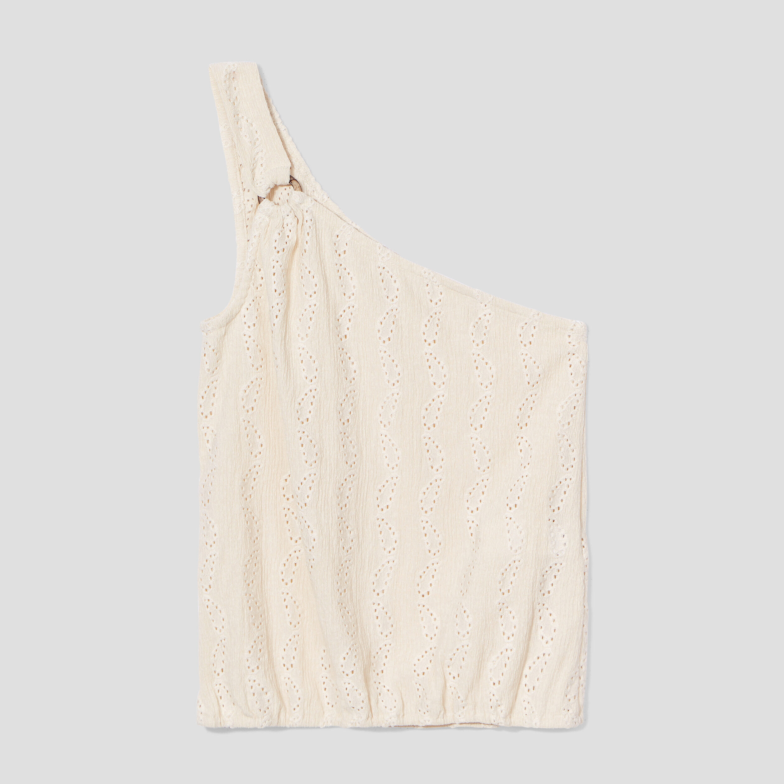 Débardeur asymétrique brodé ecru femme | Cache Cache