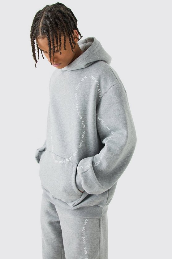 Oversize Trainingsanzug mit Man-Dash Print und geteiltem Saum