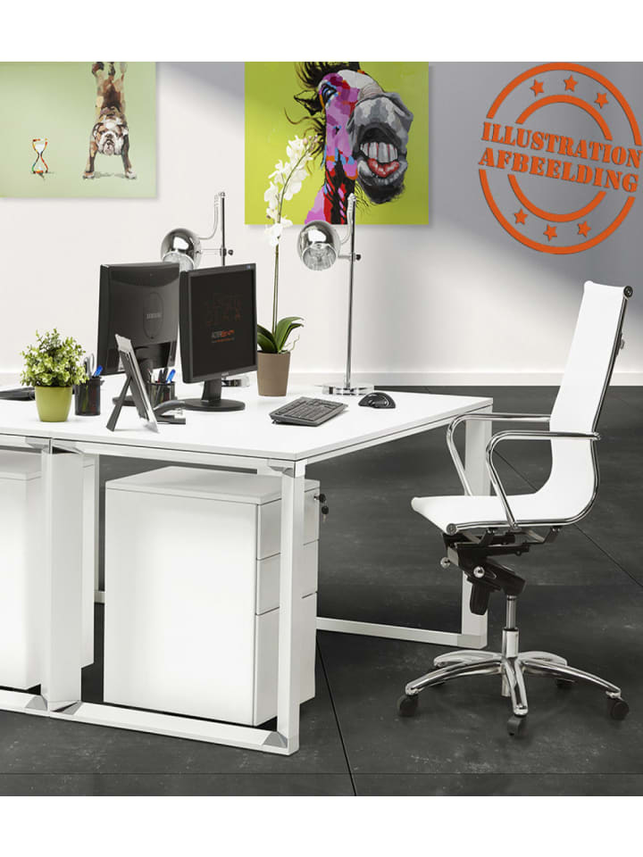 KADIMA DESIGN Gerader Designer Schreibtisch Metall Glas | Minimalistisch in Weiß günstig kaufen