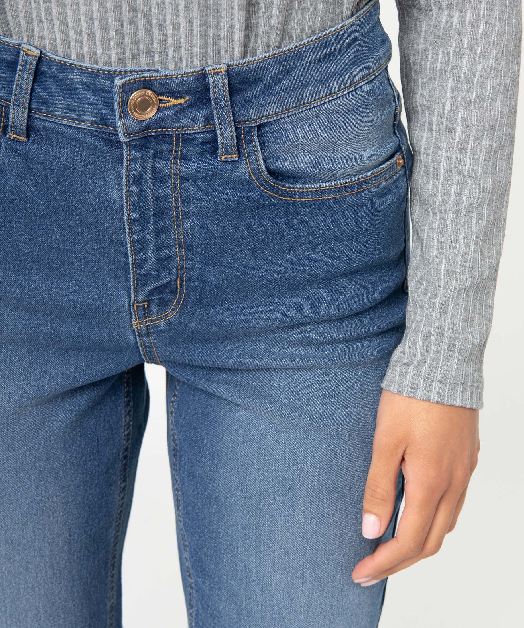 Jean femme coupe Slim taille haute – Longueur L26 stone | GEMO