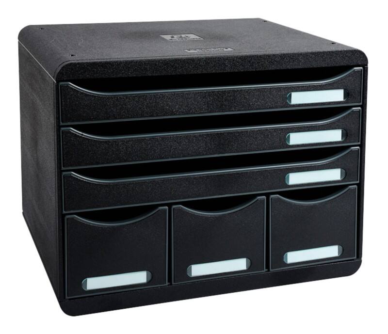 Exacompta Schubladenbox mit 6 Schubladen Store-Box Maxi Kunststoff Schwarz 35,5 x 27 x 27,1 cm